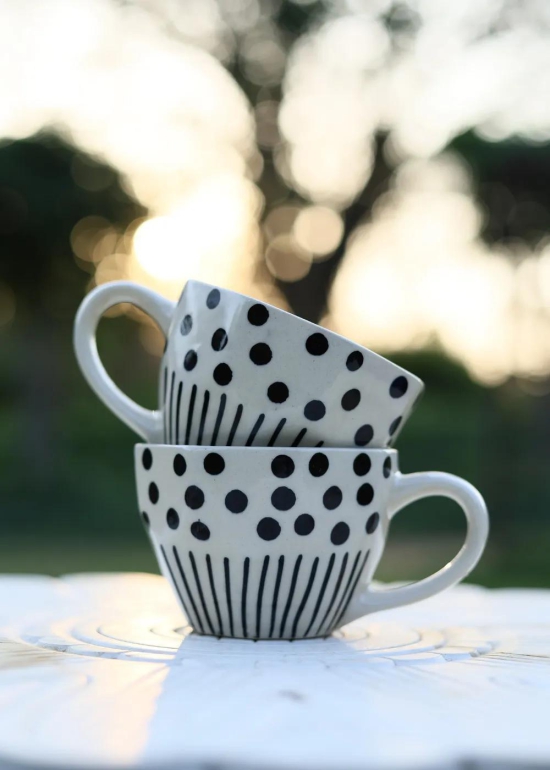 Black Lines meet Polka Mug-Single