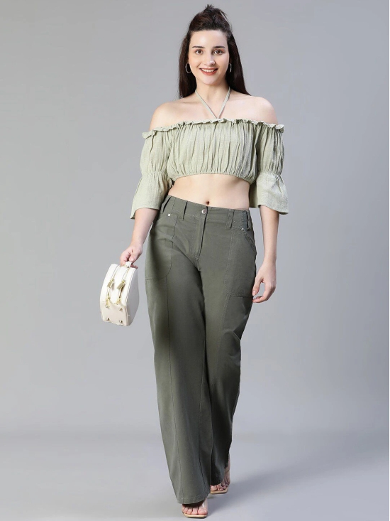 Oxolloxo Halter Neck Bardot Cotton Crop Top