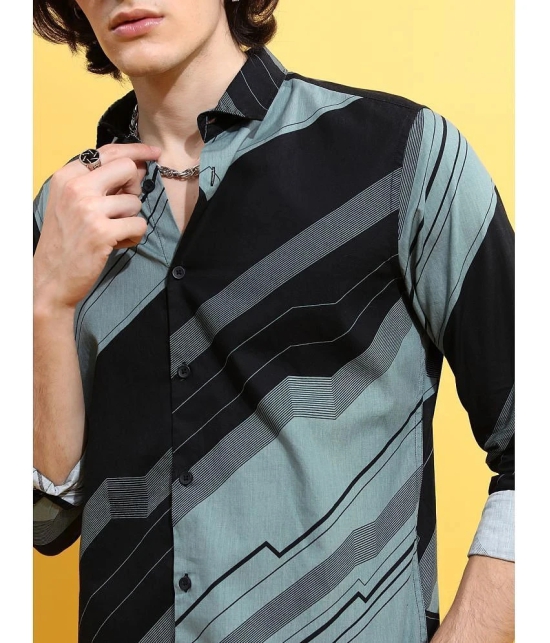 Ketch 100% Cotton Regular Fit Striped Full Sleeves Mens Casual Shirt - Green ( Pack of 1 ) - None