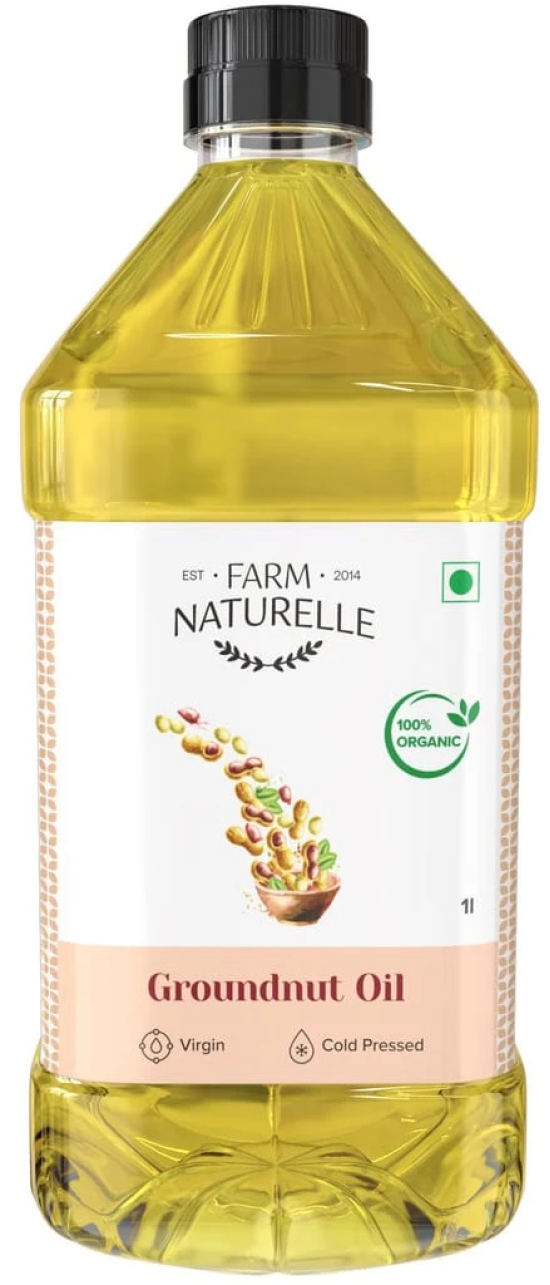 Farm Naturelle - Organic Ghani Cold Pressed Virgin Groundnut/Peanut Oil 1 Ltr | 100% Natural, Pure & Wood Pressed 1 Ltr for Oil Cooking