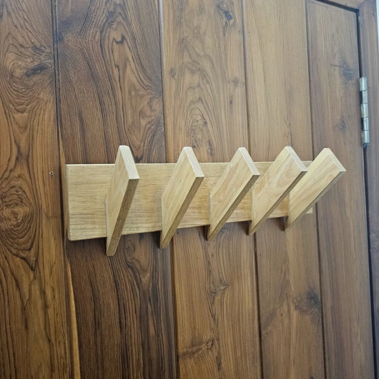 BARISH - Multi-Purpose Coat Hanger Medium I Handcrafted with Rubberwood I Wooden Hanger Perfect for Bedroom or Bathroom I 5 x 18 x 5.5 Inch