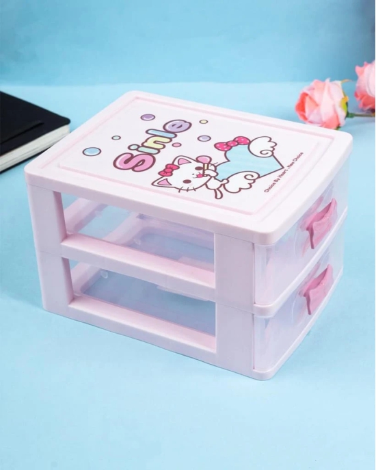 Double Layer Table Drawer Organizer, Pink, Plastic