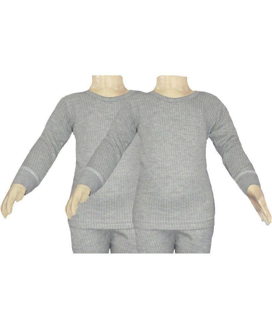 Selfcare Gray Viscose Thermals Top - Set Of 2 - 18-24 Months