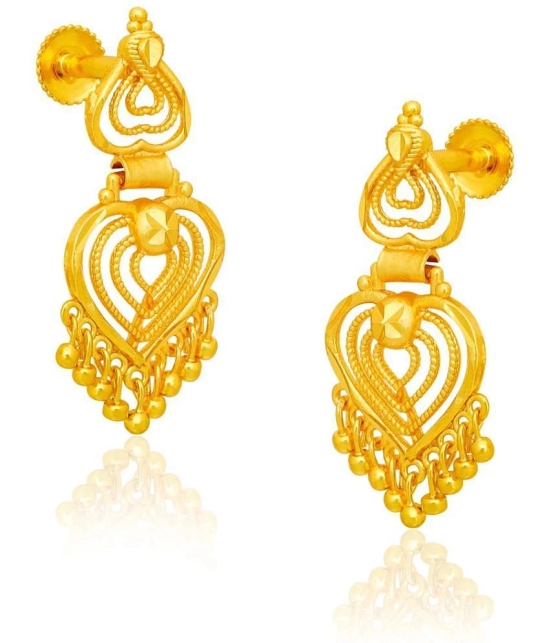 LUV FASHION Golden Jhumki Earrings ( Pack of 1 ) - Golden