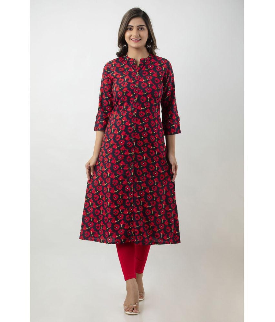 MAUKA - Red Rayon Womens A-line Kurti ( Pack of 1 ) - None