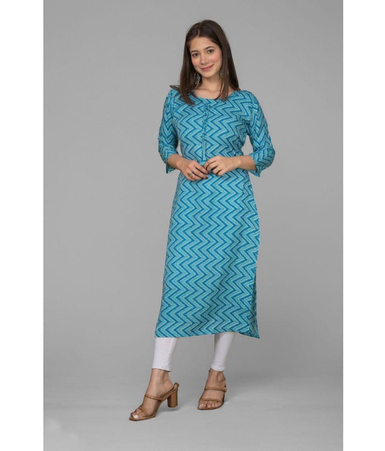 Estela - Turquoise Cotton Women''s Straight Kurti ( Pack of 1 ) - None