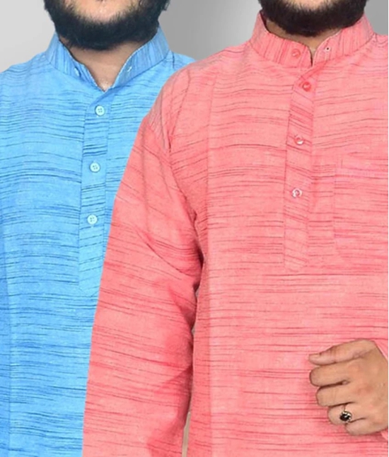 DESHBANDHU DBK - Multicolor Cotton Mens Regular Kurta ( Pack of 2 ) - None