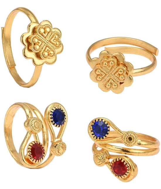 AanyaCentric Gold Plated 2 Pair Toe Rings - Golden