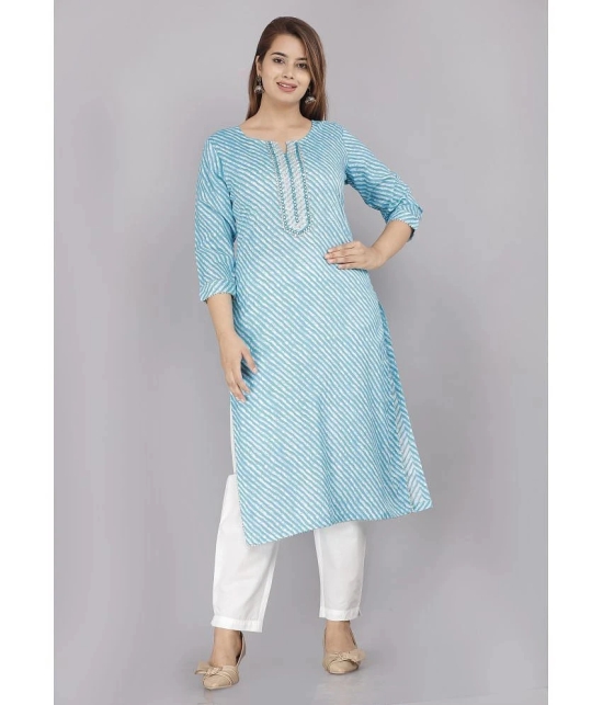 HIGHLIGHT FASHION EXPORT - Light Blue Cotton Womens Straight Kurti ( Pack of 1 ) - None