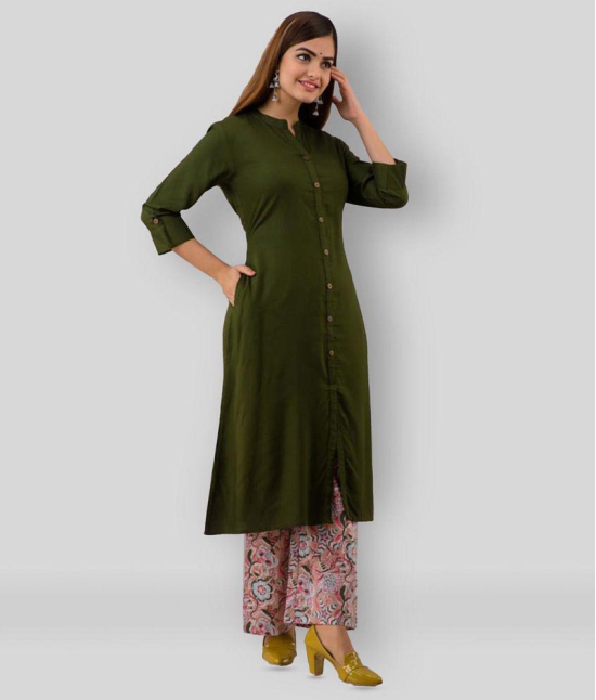 MAUKA - Dark Green Straight Rayon Womens Stitched Salwar Suit ( Pack of 1 ) - S