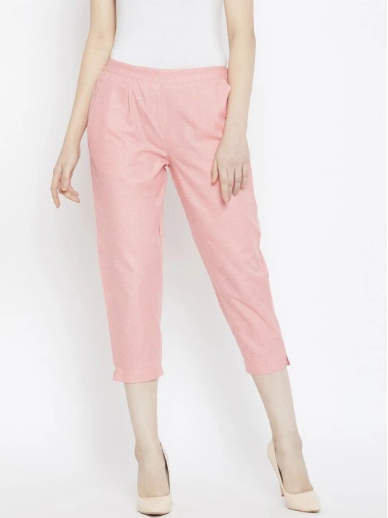 Women Peach-Coloured Relaxed Cigerette Trousers