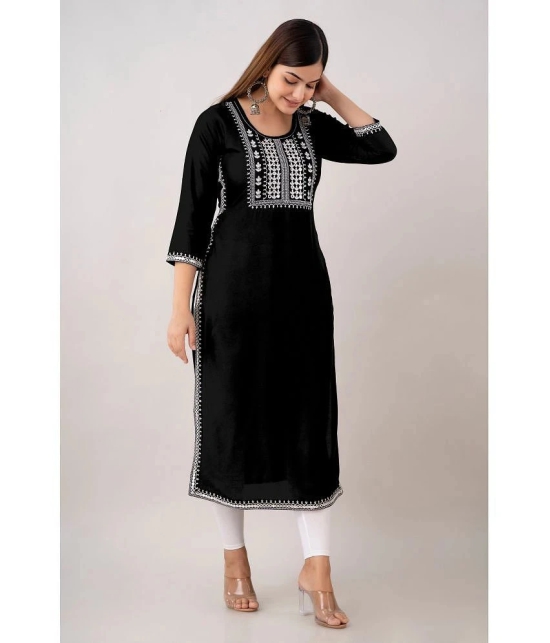 Kapadia - Black Rayon Womens Straight Kurti ( Pack of 1 ) - None