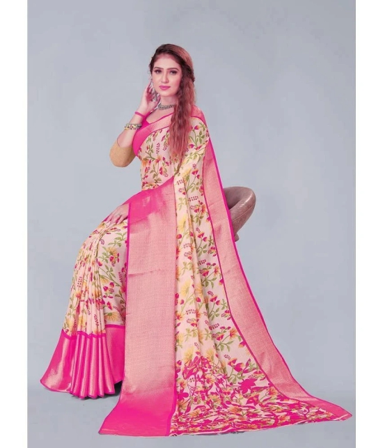 Bhuwal Fashion Chiffon Printed Saree With Blouse Piece - Pink ( Pack of 1 ) - Pink