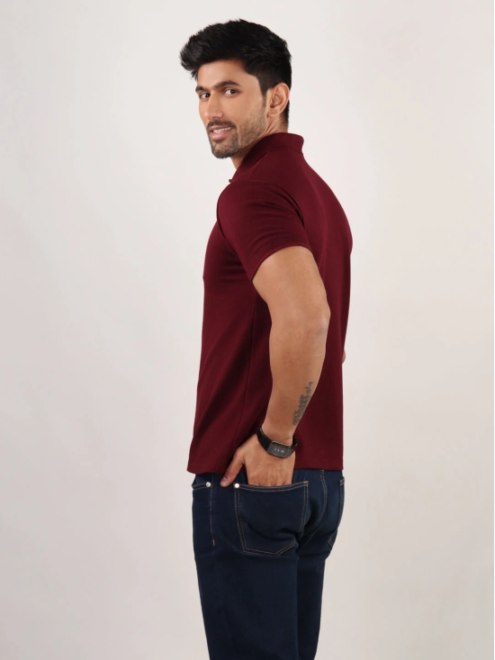 Men Wine Polo Neck T-Shirt-M / Wine