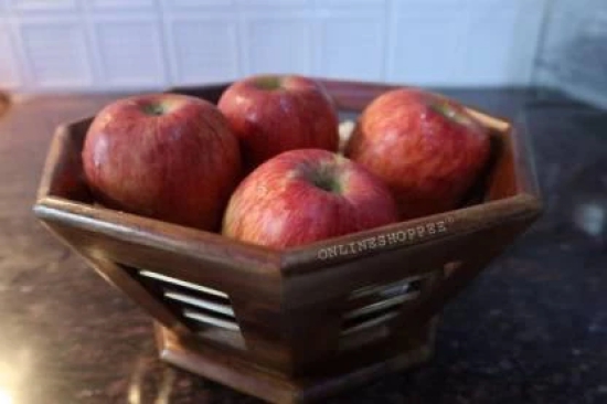 Rose Wood Tableware Wood Fruit & Vegetable Basket  (Brown)-Brown