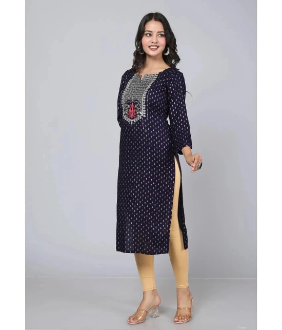 JC4U - Navy Blue Rayon Womens Straight Kurti ( Pack of 1 ) - None