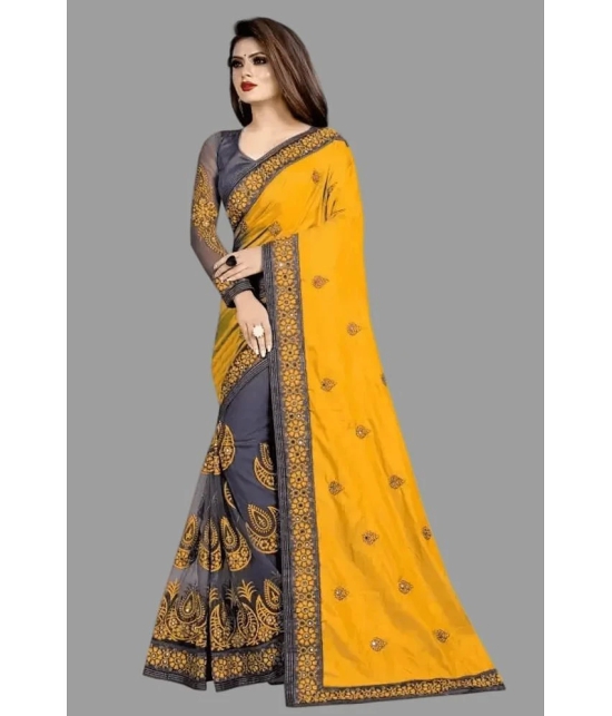 JULEE - Yellow Art Silk Saree With Blouse Piece ( Pack of 1 ) - Yellow