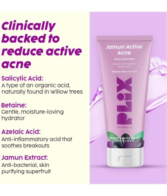 Plix Jamun active acne serum 30ml Jamun facewash 100ml & Jamun moisturizer 50 g combo(Pack of 3)