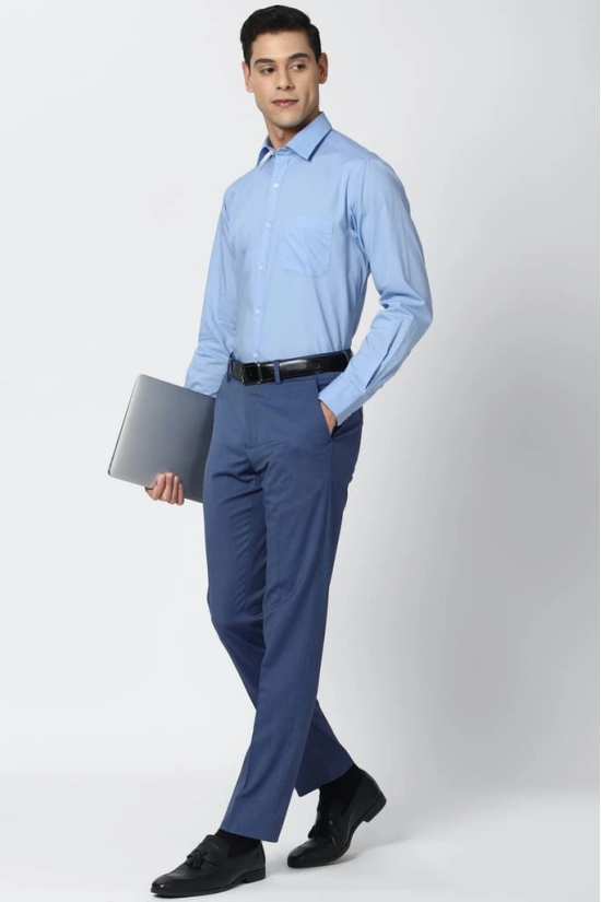 Men Blue Regular Fit Formal Full Sleeves Formal Shirt