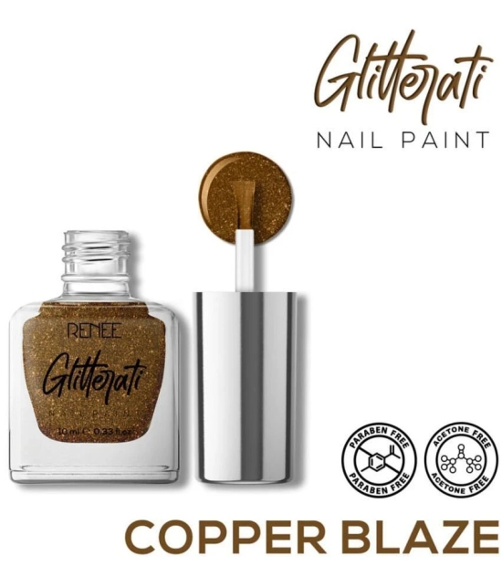 RENEE Glitterati Nail Paint - Copper Blaze, Quick Drying, Glittery Finish, Long Lasting, 10 Ml