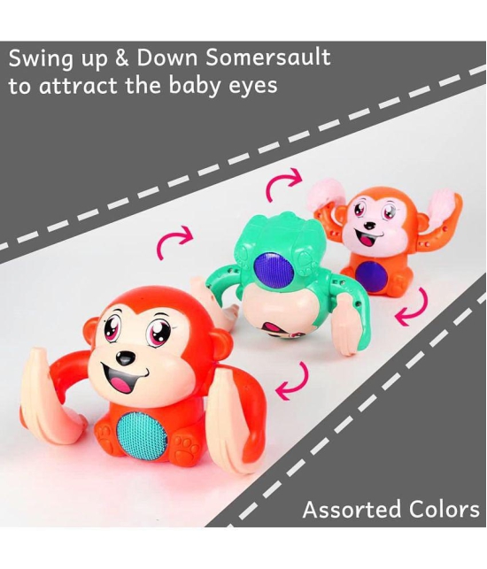 FRATELLI Dancing Monkey Musical Toy for Kids Baby Spinning Rolling Doll Tumble Toy  - ISI Mark - Made in India