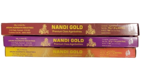 Nandi Gold Premium Class Agarbathies Three in One Set |Pack Of 3| 9 Different Flavours In Pack