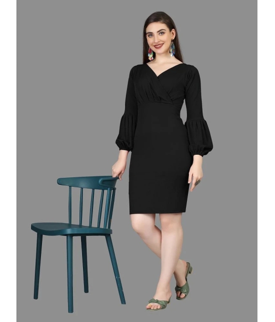 Apnisha Polyester Solid Above Knee Womens Bodycon Dress - Black ( Pack of 1 ) - None