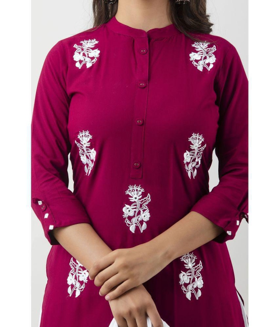 MAUKA - Maroon Straight Rayon Women''s Stitched Salwar Suit ( Pack of 1 ) - None