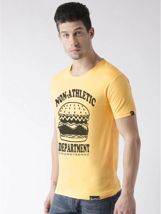 Young Trendz Bio-Wash Cotton Half Sleeve BURGER1 Graphic Printed YELLOW1 T-Shirt-YELLOW / X Large / 100% Bio Wash Cotton