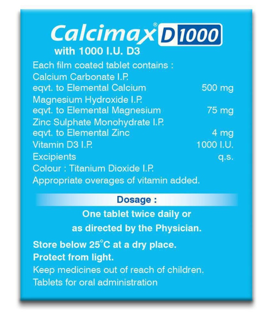 Calcimax D1000 health supplement 30 no.s Multivitamins Tablets