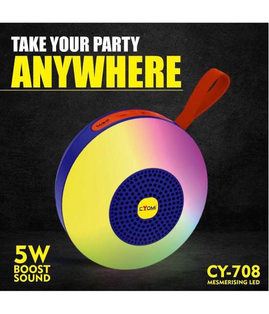 CYOMI 708 5 W Bluetooth Speaker Bluetooth V 5.1 with USB,SD card Slot Playback Time 12 hrs Blue - Blue