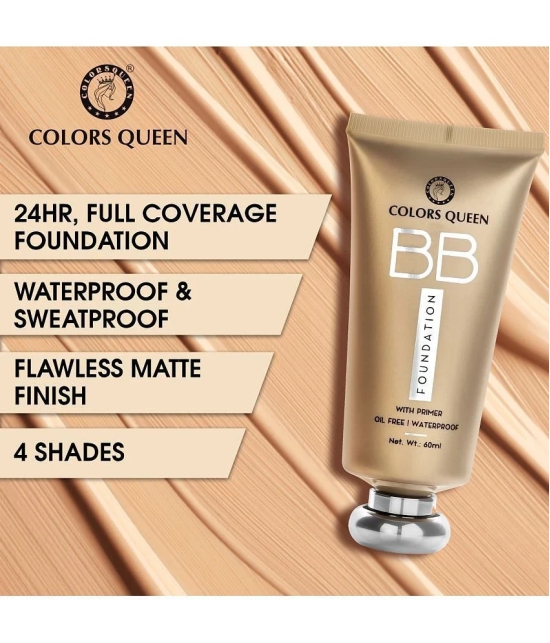 Colors Queen BB Oil Free Waterproof Foundation (Natural Almonds) With Beauty Blender