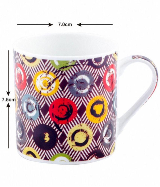 GoodHomes - Bone China Single Walled Coffee Cup 220 ml ( Pack of 6 ) - Multicolor