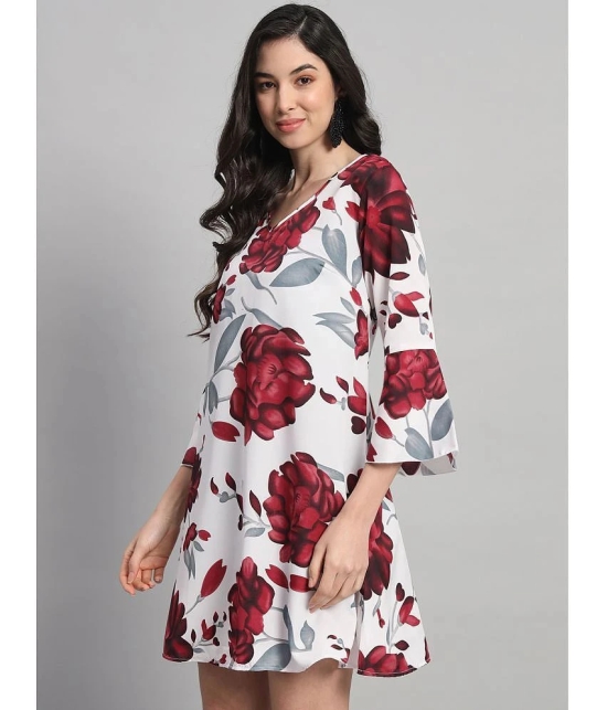 Curvydrobe Crepe Printed Mini Womens A-line Dress - White ( Pack of 1 ) - None