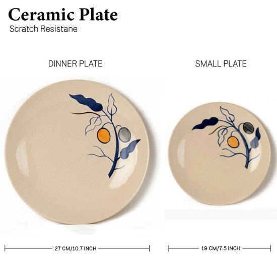 Handcrafted Stoneware Reactive Glaze Ceramic Dinner Set, 20 Pieces Serving for 6, Microwave and Dishwasher Safe, Bone-ash Free, Crockery Set for Dining and Gifting, Feather White