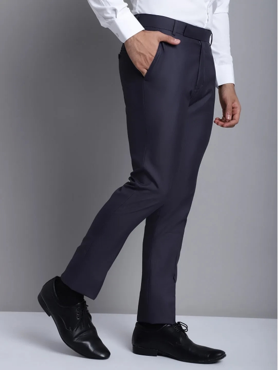 Indian Needle Men's Grey Tapered Fit Formal Trousers-34 / Grey