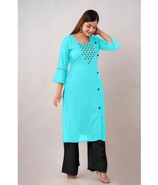 Kapadia - Turquoise Rayon Womens Straight Kurti ( Pack of 1 ) - None