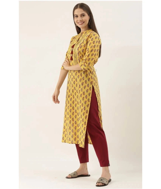 Rajnandini - Yellow 100% Cotton Womens Straight Kurti ( Pack of 1 ) - None