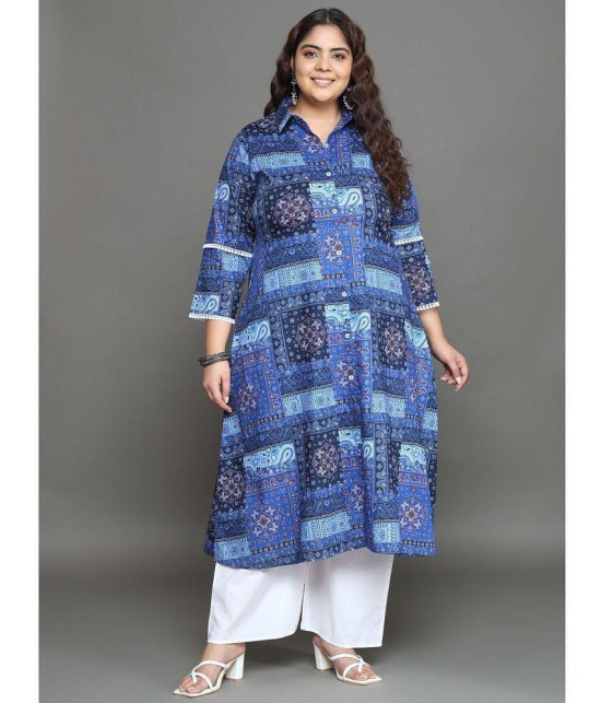 Tissu Cotton Printed Kurti With Palazzo Womens Stitched Salwar Suit - Blue ( Pack of 1 ) - None