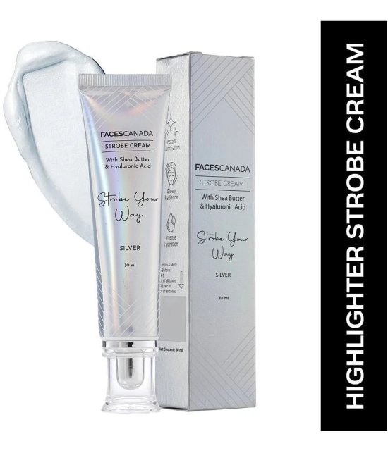 FACES CANADA Strobe Cream - Silver, 30ml | Primer + Highlighter + Moisturizer | Flawless Radiant Skin