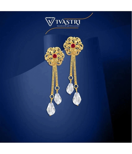 VIVASTRI Golden Drop Earrings ( Pack of 2 ) - Golden