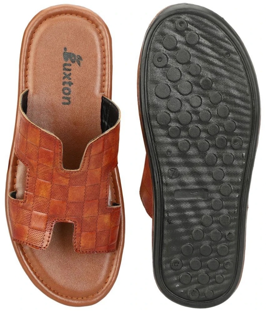 Buxton Tan Mens Leather Slipper - None