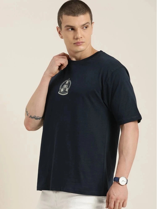 Difference of Opinion - Navy Cotton Oversized Fit Mens T-Shirt ( Pack of 1 ) - None