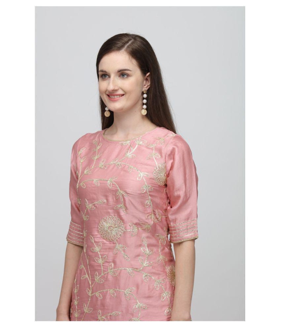 Berrylicious Pink Silk Straight Kurti - XXL