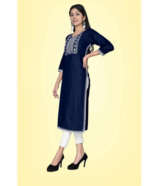 Kapadia - Navy Blue Rayon Womens Straight Kurti ( Pack of 1 ) - None