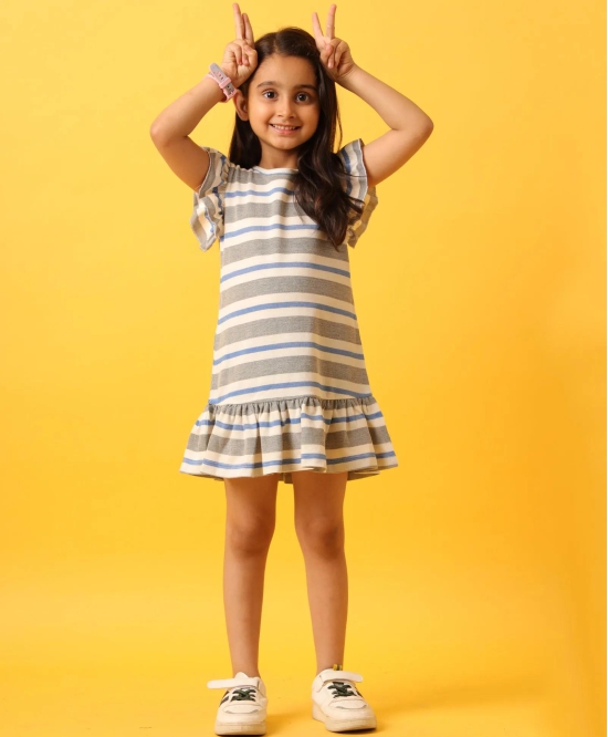 GREY WHITE STRIPED RUFFLE DRESS-GREY-10-12 YEARS / 1N / GREY