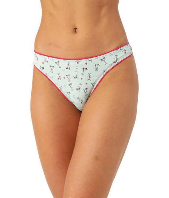 Leading Lady - Green Cotton Printed Womens Thongs ( Pack of 1 ) - None