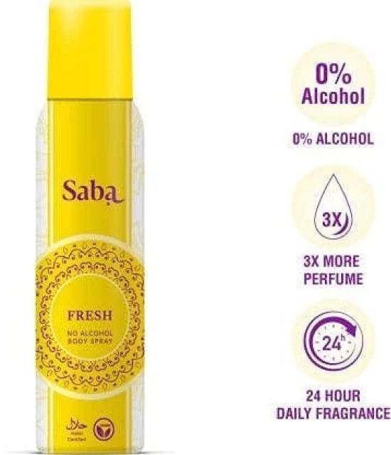 Saba Fresh Deodorant No Alcohol Body Spray Combo Pack of 2