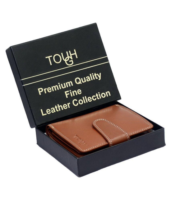 Tough Women Casual Brown Genuine Leather Wallet - Regular Size (11 Card Slots) - Gold