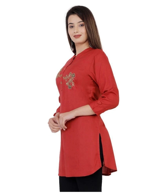 HIGHLIGHT FASHION EXPORT Rust Rayon Straight Kurti - S